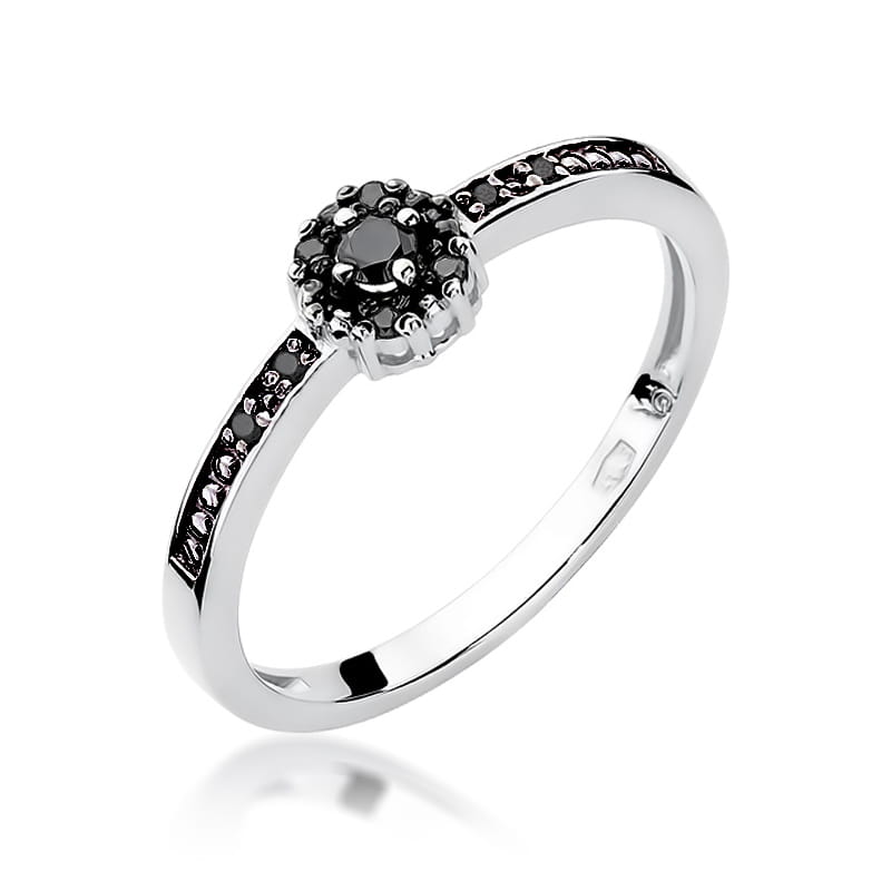 Inel Aur 14k cu Diamante Negre 0.09 ct