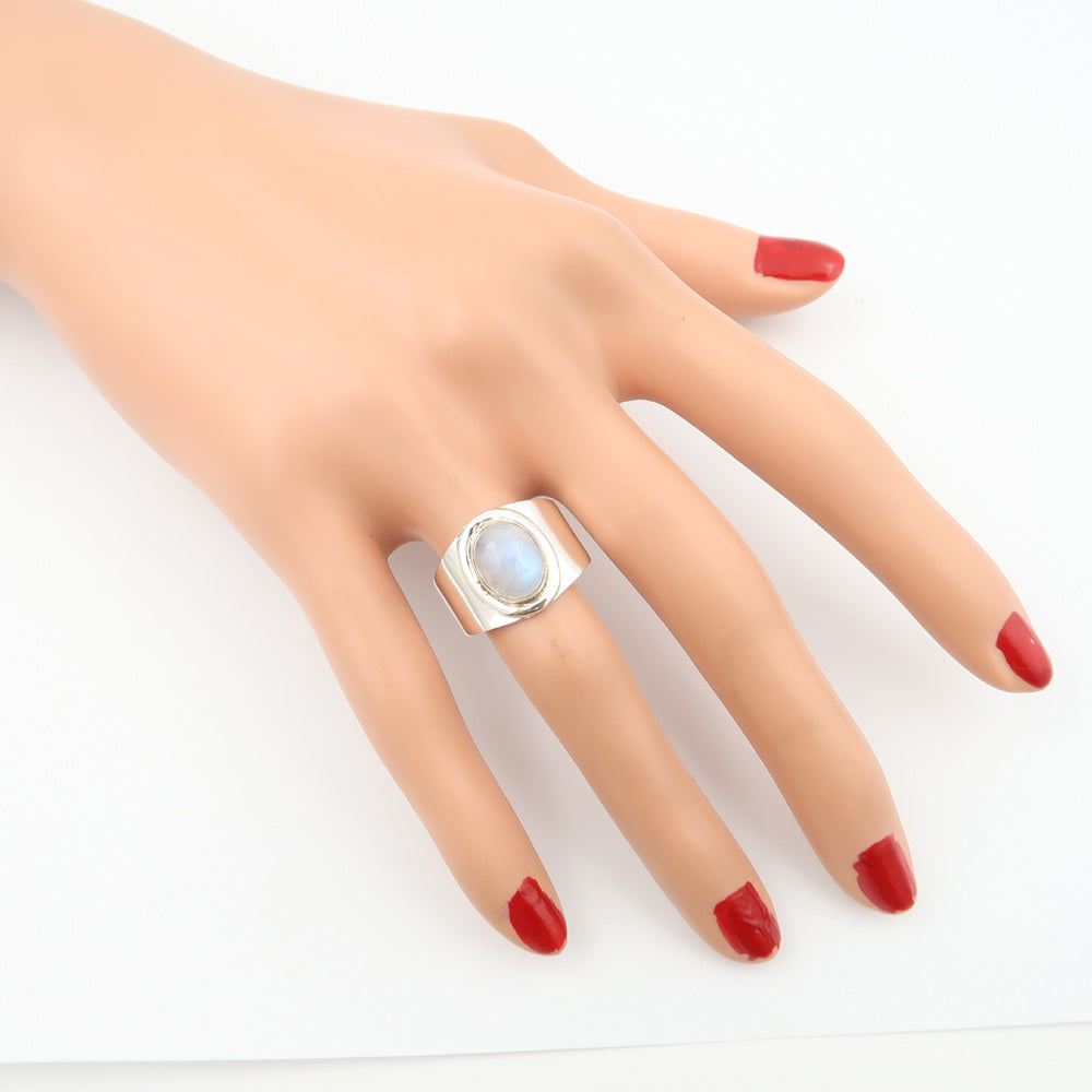 Inel Argint 925 cu Piatra Lunii Cabochon