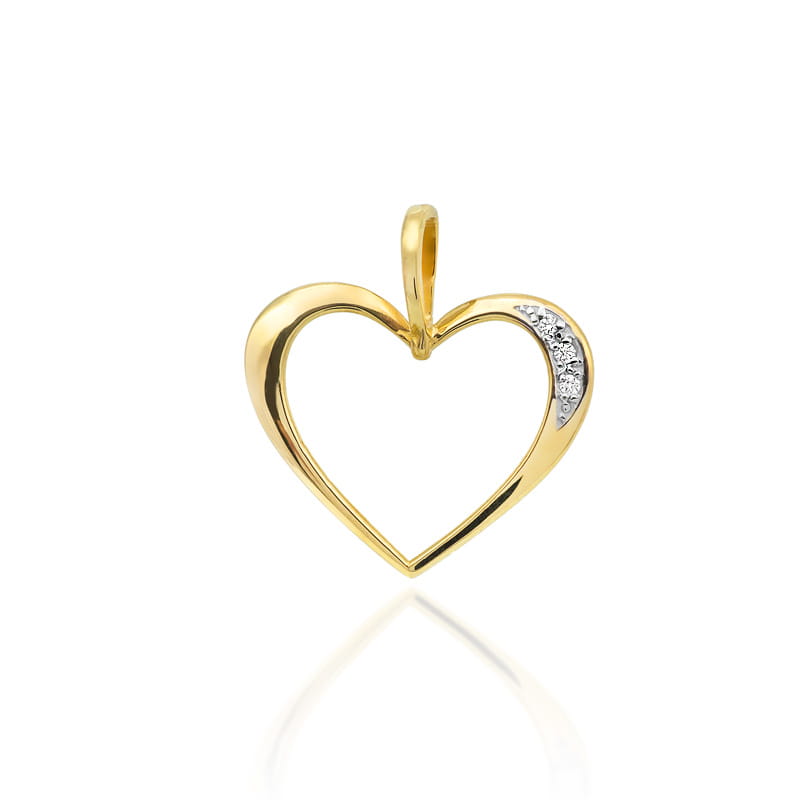 Pandantiv Inima Aur 14K cu Diamant 0.025 ct - Galben
