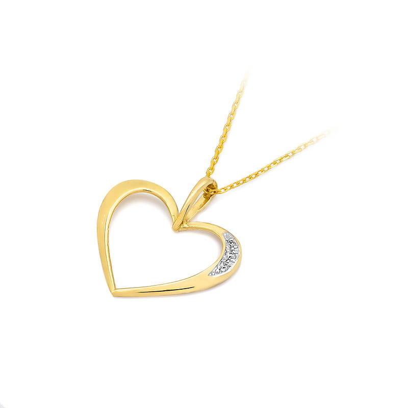 Pandantiv Inima Aur 14K cu Diamant 0.025 ct - Galben