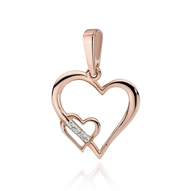 Pandantiv Inima Aur 14K cu Diamante 0.015 ct