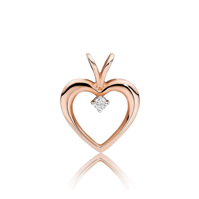 Pandantiv Inima Aur 14K cu Diamant 0.04 ct