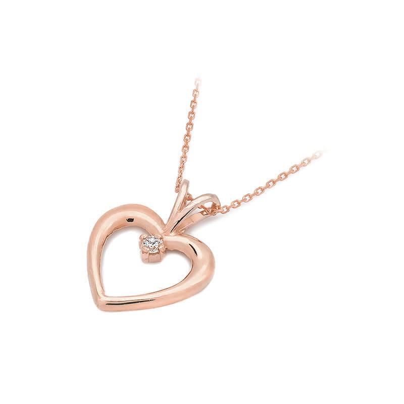 Pandantiv Inima Aur 14K cu Diamant 0.04 ct