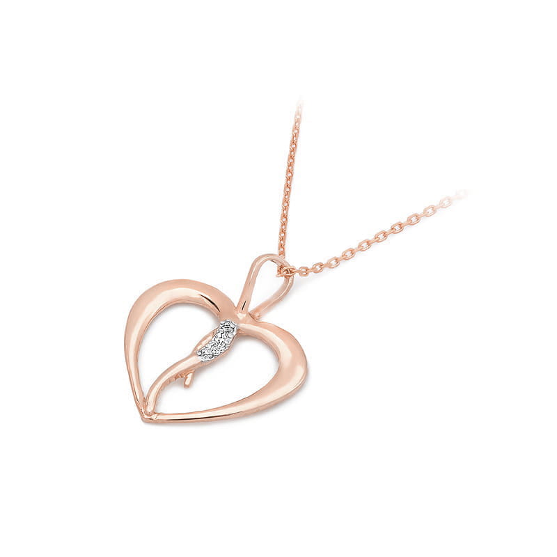 Pandantiv Inima Aur 14K cu Diamante 0.025 ct - Roz