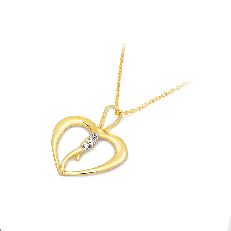 Pandantiv Inima Aur 14K cu Diamante 0.025 ct - Galben