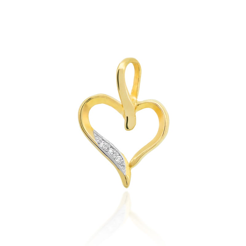 Pandantiv Inima Aur 14K cu Diamante 0.015 ct - Galben