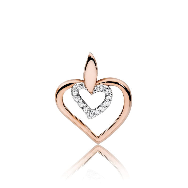 Pandantiv Inima Aur 14K cu Diamante 0.06 ct