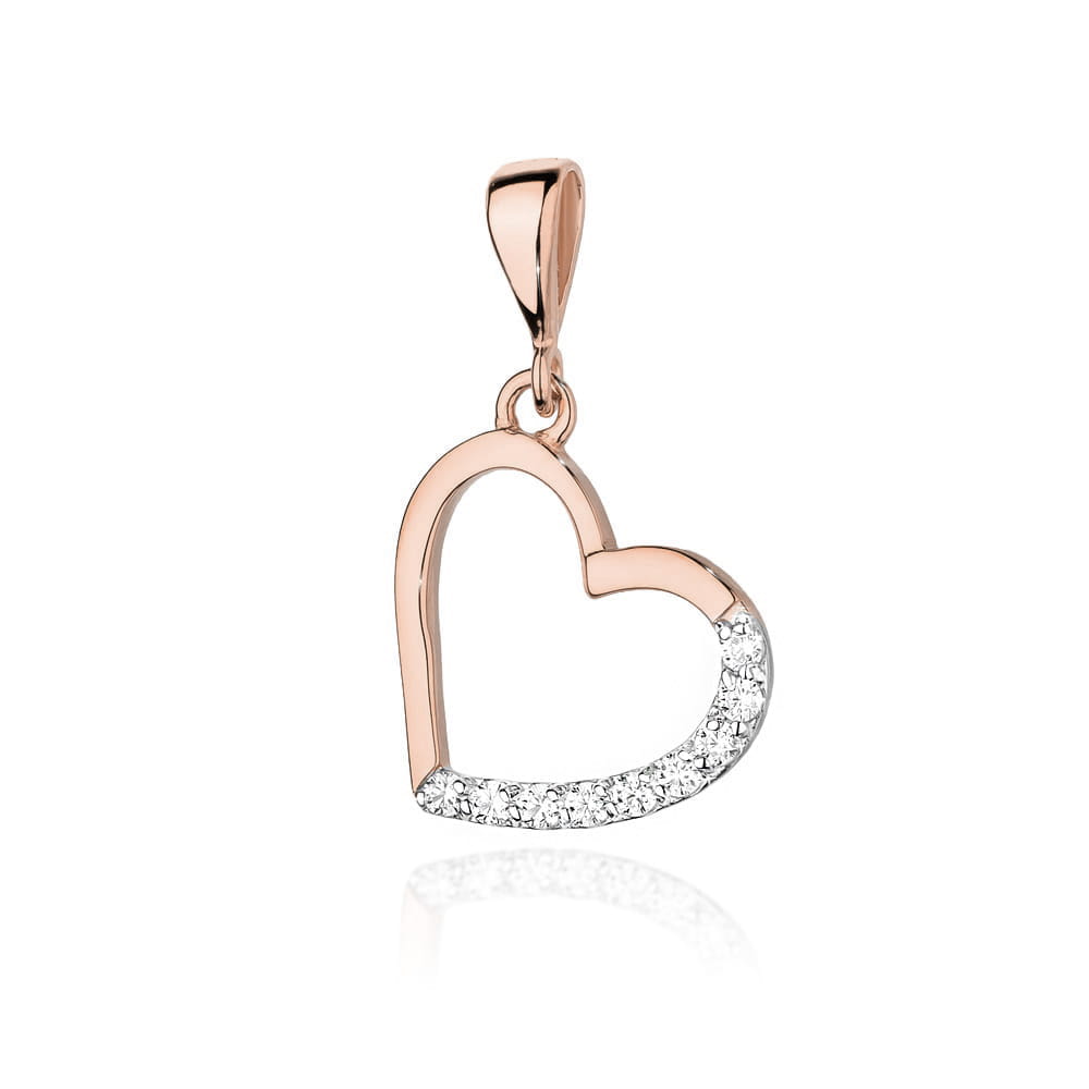 Pandantiv Inima Aur 14K cu Diamante 0.13 ct