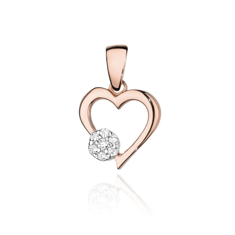 Pandantiv Inima Aur 14K cu Diamante 0.06 ct