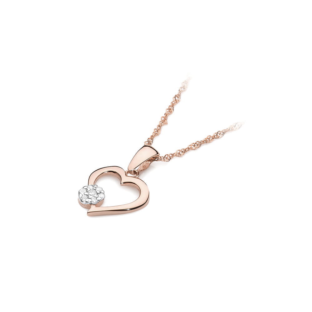 Pandantiv Inima Aur 14K cu Diamante 0.06 ct