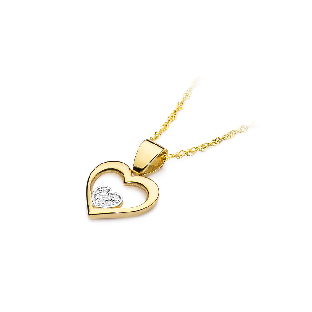 Pandantiv Inima Aur 14k cu Diamante 0.05 ct - Galben