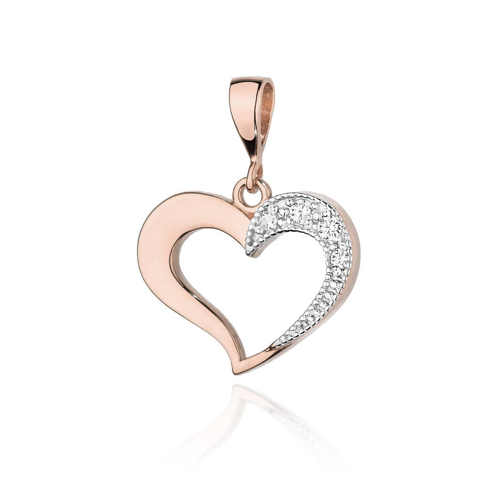 Pandantiv Inima Aur 14K cu Diamante 0.06 ct