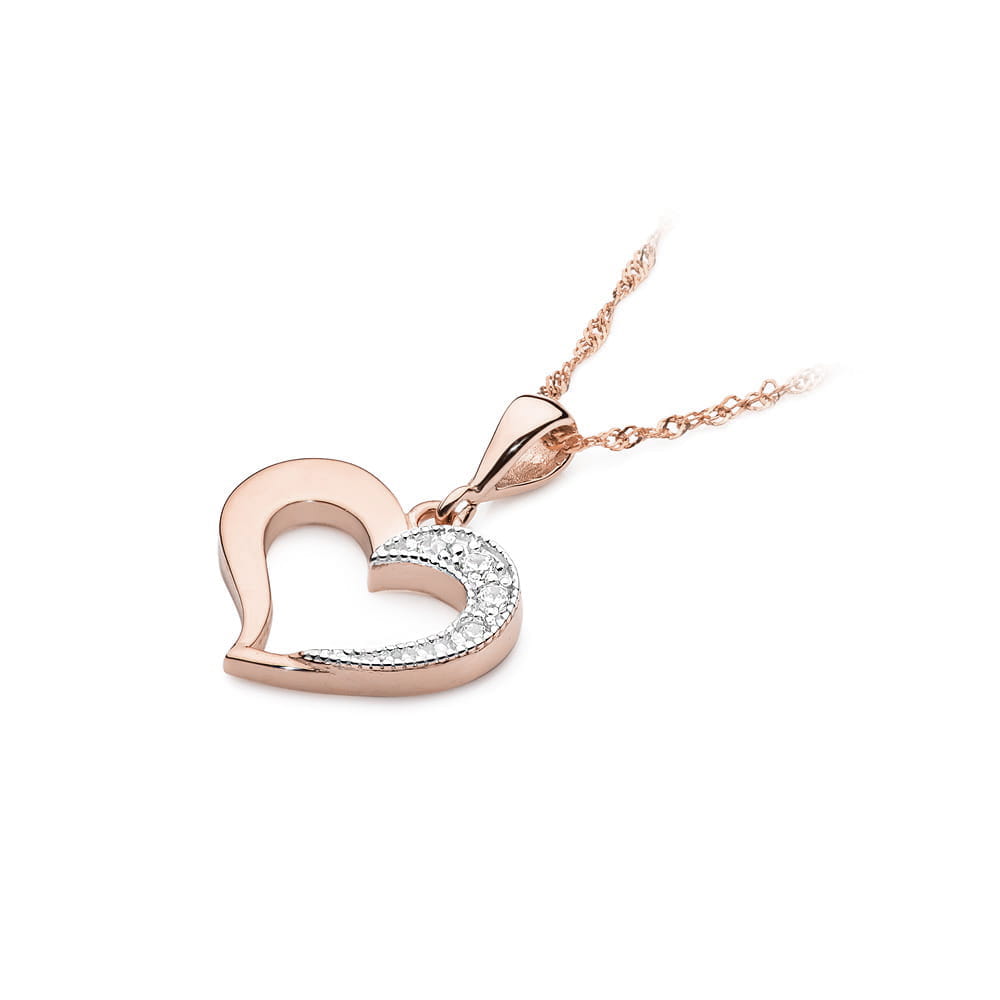 Pandantiv Inima Aur 14K cu Diamante 0.06 ct