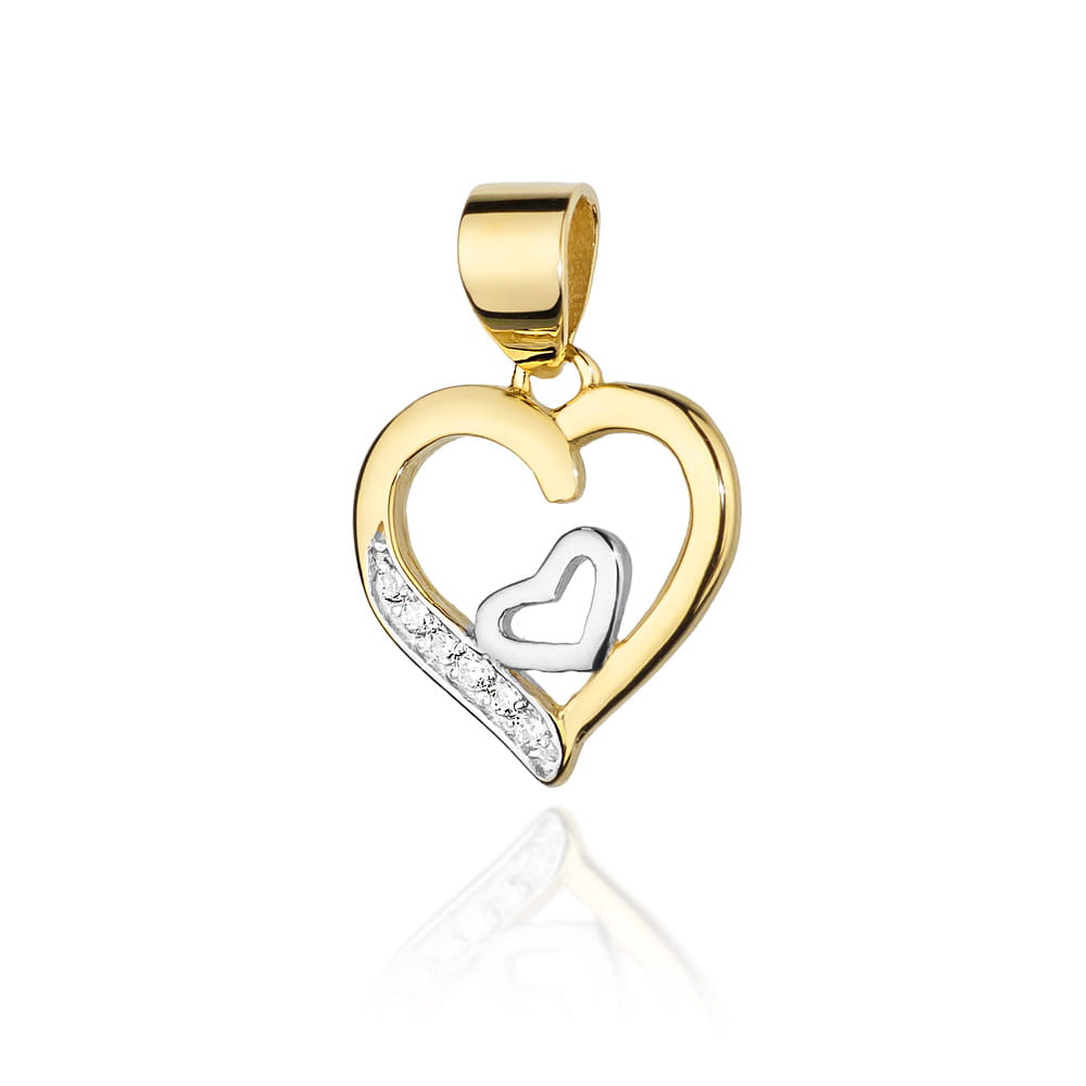 Pandantiv Inima Aur 14K cu Diamante 0.05 ct - Galben