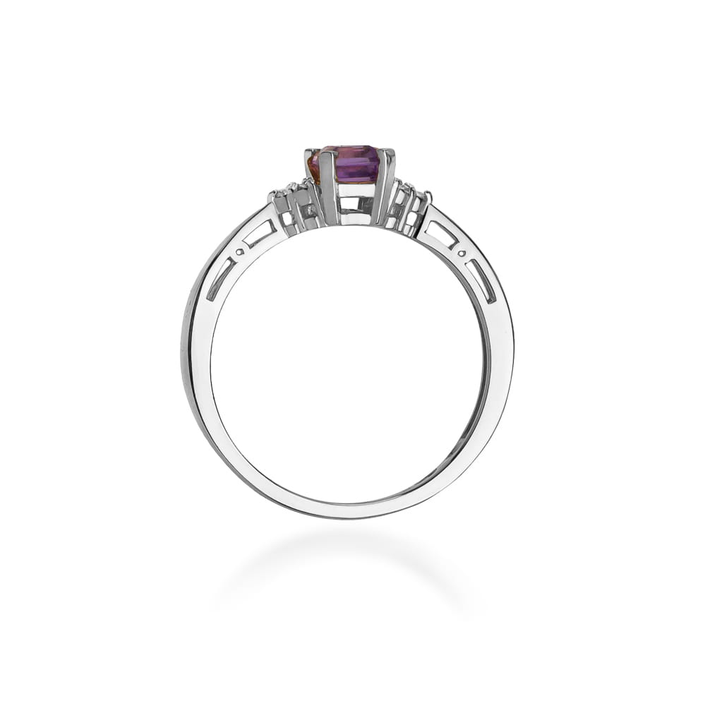Inel Aur 9K cu Ametist 0.50 ct si Diamante Naturale 0.03 ct