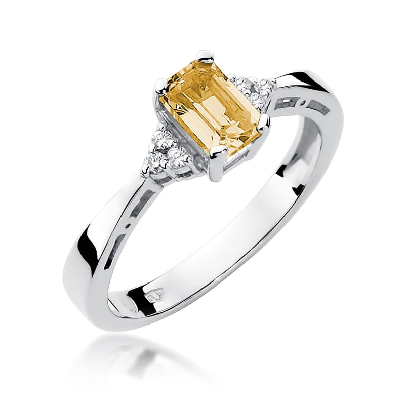 Inel Aur 9K cu Citrin 0.60 ct si Diamante Naturale 0.03 ct