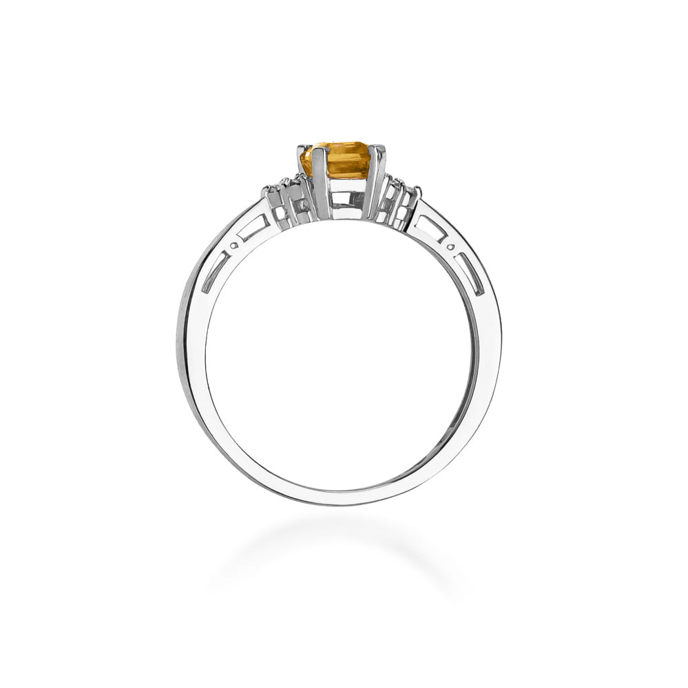 Inel Aur 9K cu Citrin 0.60 ct si Diamante Naturale 0.03 ct