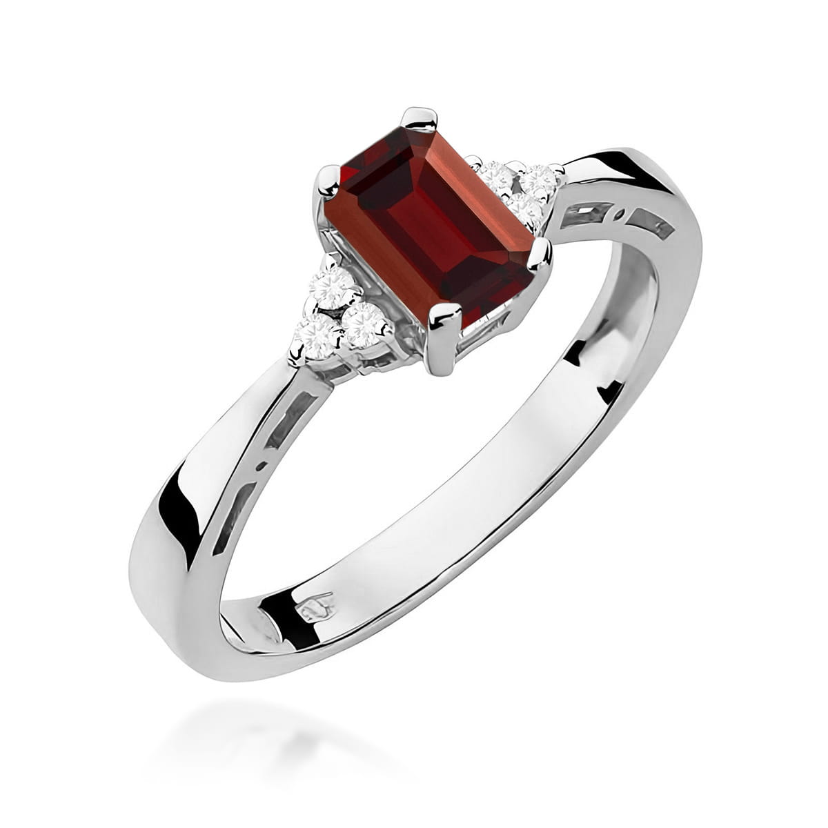 Inel Aur 9K cu Granat 0.70 ct si Diamante Naturale 0.03 ct