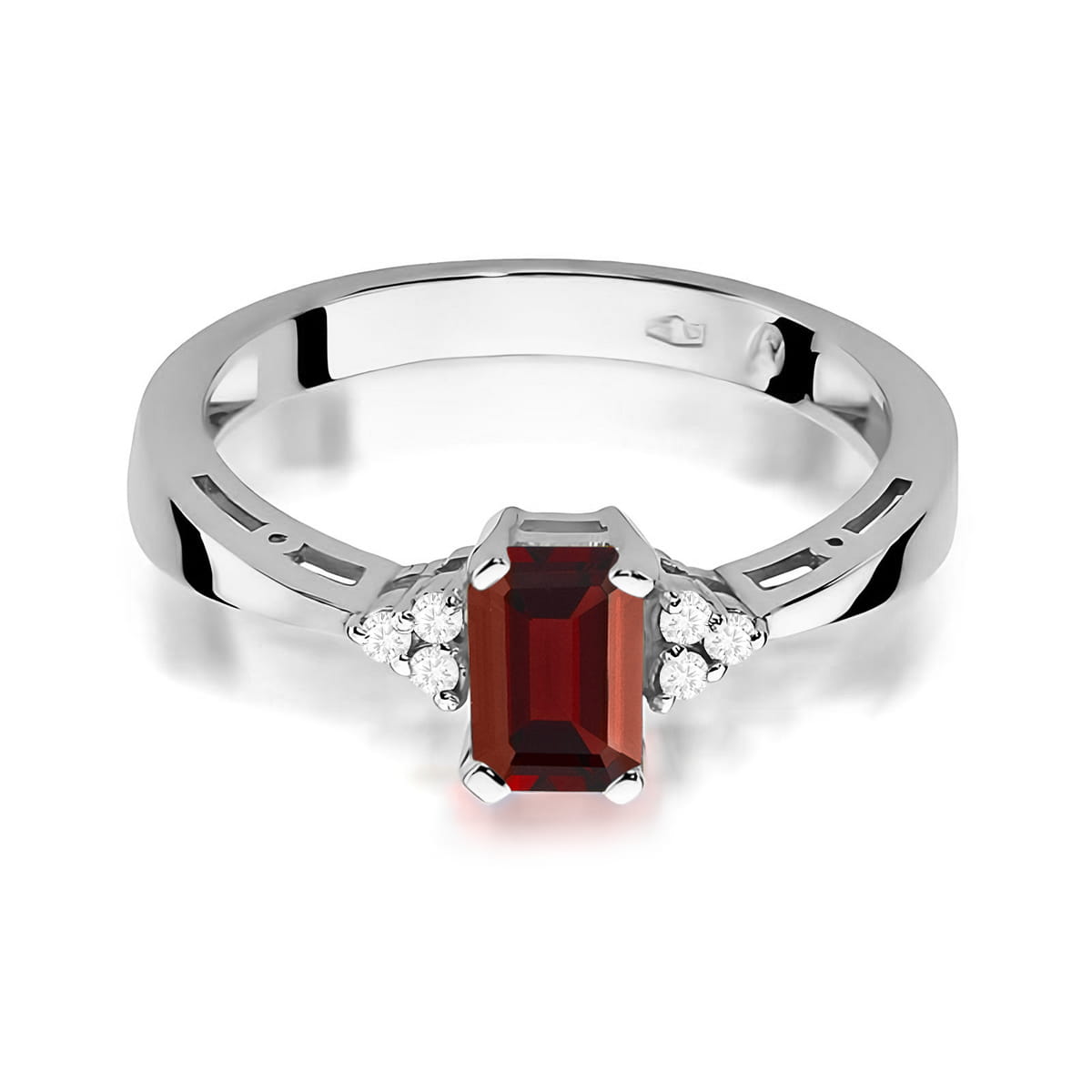 Inel Aur 9K cu Granat 0.70 ct si Diamante Naturale 0.03 ct