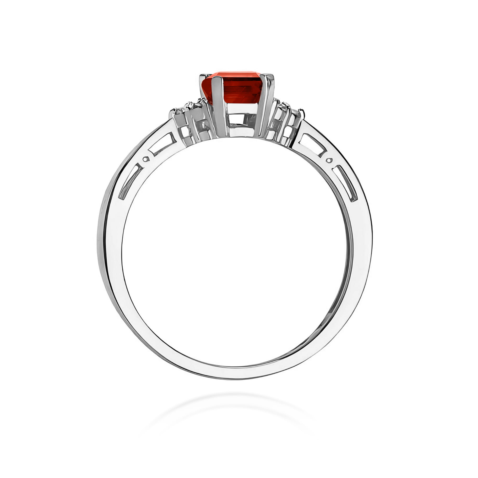 Inel Aur 9K cu Granat 0.70 ct si Diamante Naturale 0.03 ct