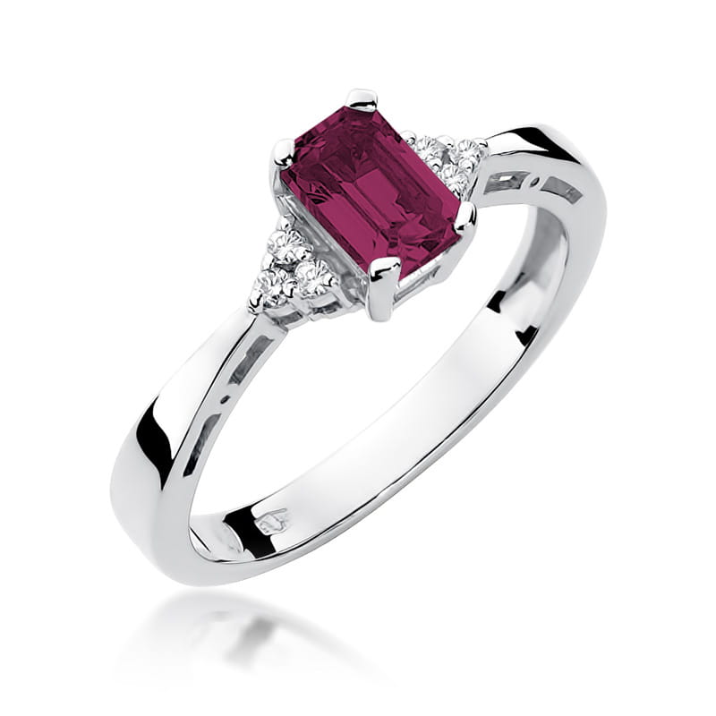 Inel Aur 9K cu Rubin 0.80 ct si Diamante Naturale 0.03 ct