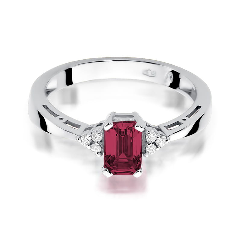 Inel Aur 9K cu Rubin 0.80 ct si Diamante Naturale 0.03 ct