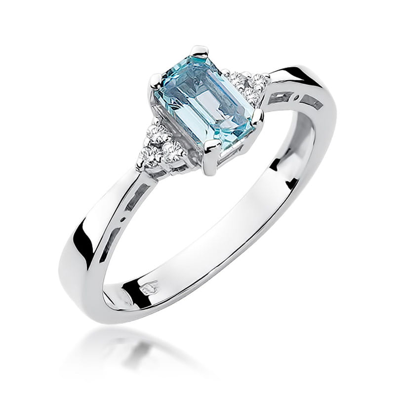 Inel Aur 9K cu Topaz Swiss 0.65 ct si Diamante Naturale 0.03 ct