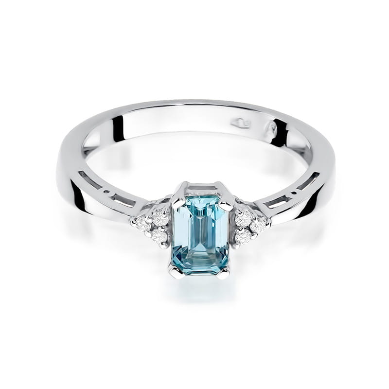 Inel Aur 9K cu Topaz Swiss 0.65 ct si Diamante Naturale 0.03 ct