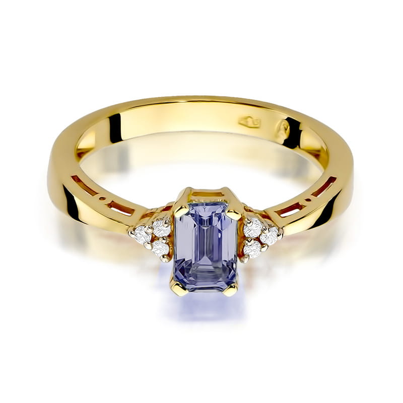 Inel Aur 9K cu Ametist 0.50 ct si Diamante Naturale 0.03 ct