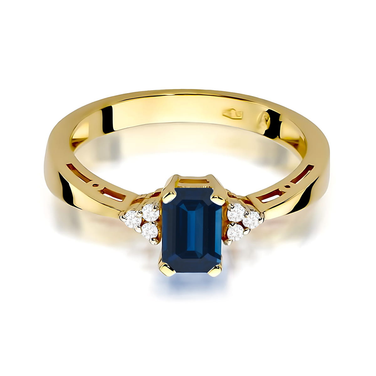 Inel Aur 9K cu Safir 0.60 ct si Diamante Naturale 0.03 ct