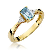 Inel Aur 9K cu Topaz Swiss 0.65 ct si Diamante Naturale 0.03 ct