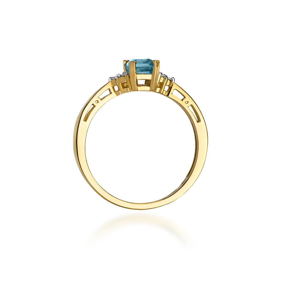 Inel Aur 9K cu Topaz Swiss 0.65 ct si Diamante Naturale 0.03 ct