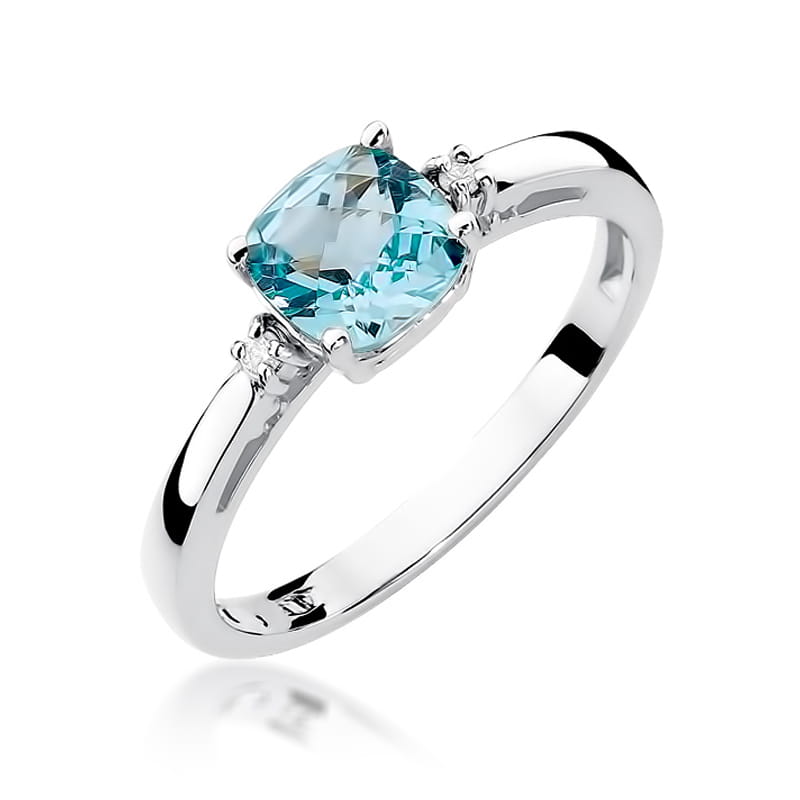 Inel Aur 9K cu Topaz Swiss 1.10 ct si Diamante Naturale 0.03 ct
