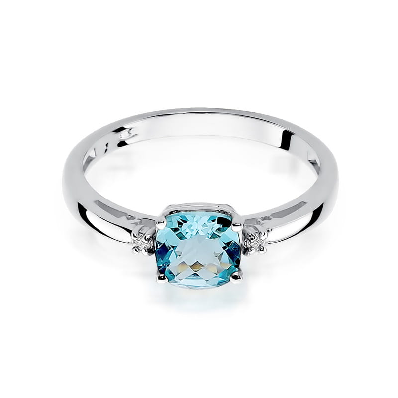 Inel Aur 9K cu Topaz Swiss 1.10 ct si Diamante Naturale 0.03 ct