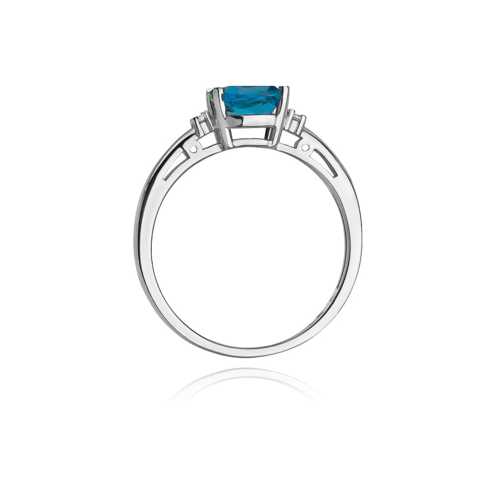 Inel Aur 9K cu Topaz Swiss 1.10 ct si Diamante Naturale 0.03 ct