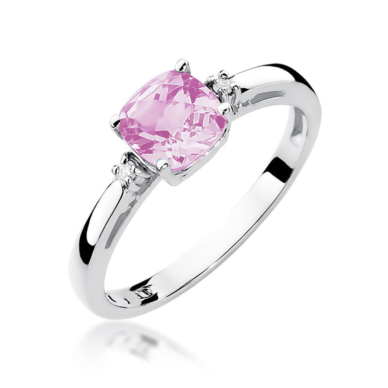 Inel Aur 9K cu Topaz Roz 1.10 ct si Diamante Naturale 0.03 ct