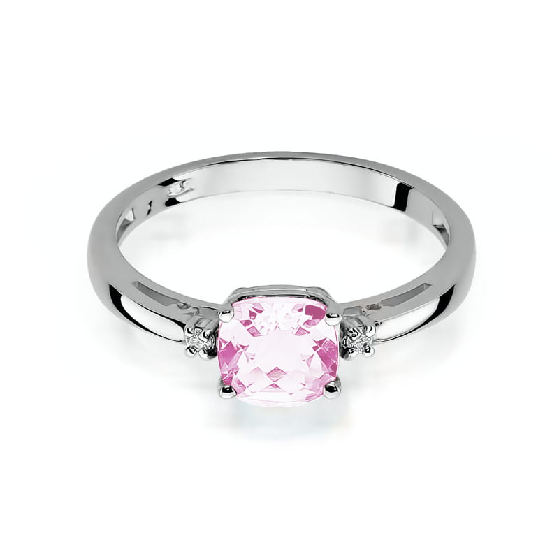 Inel Aur 9K cu Topaz Roz 1.10 ct si Diamante Naturale 0.03 ct