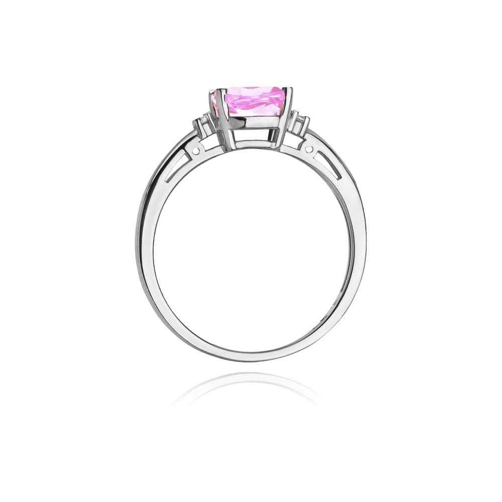 Inel Aur 9K cu Topaz Roz 1.10 ct si Diamante Naturale 0.03 ct