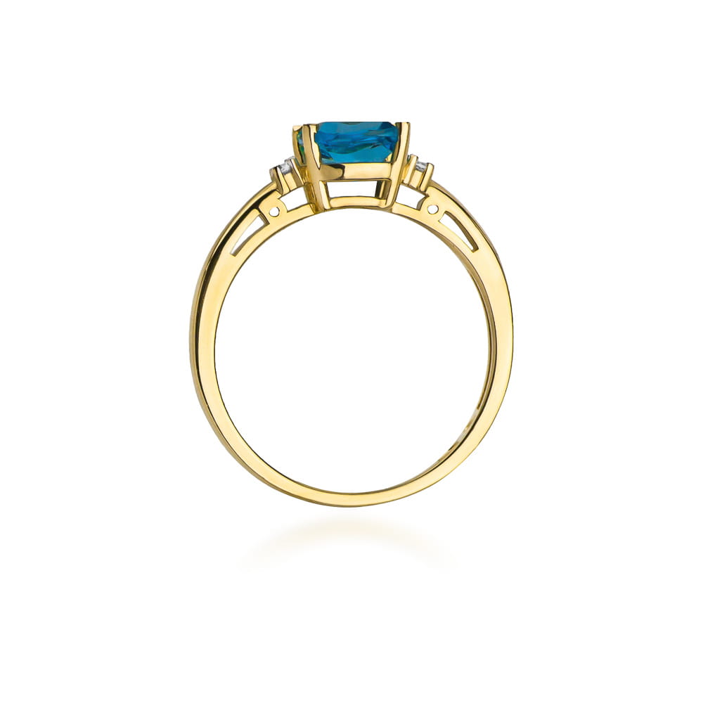 Inel Aur 9K cu Topaz Swiss 1.10 ct si Diamante Naturale 0.03 ct