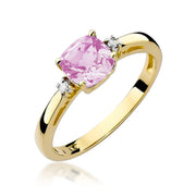 Inel Aur 9K cu Topaz Roz 1.10 ct si Diamante Naturale 0.03 ct