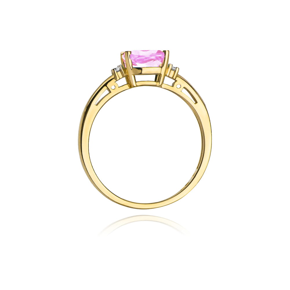 Inel Aur 9K cu Topaz Roz 1.10 ct si Diamante Naturale 0.03 ct