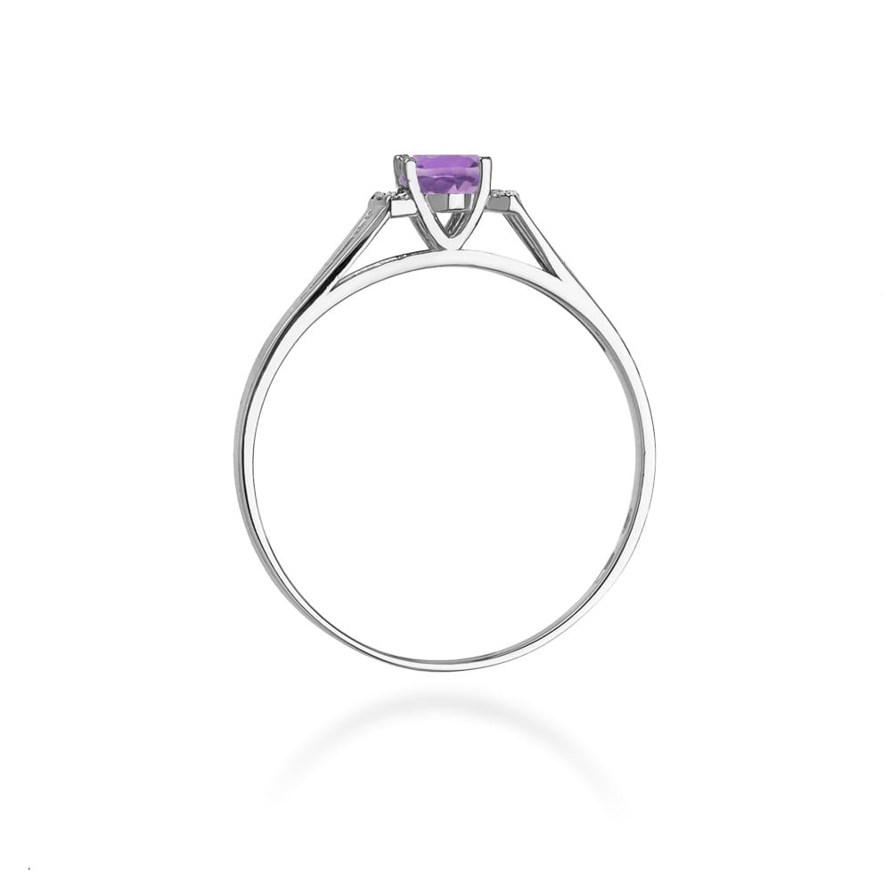Inel Aur 14K cu Ametist 0.40 ct si Diamante Naturale 0.05 ct