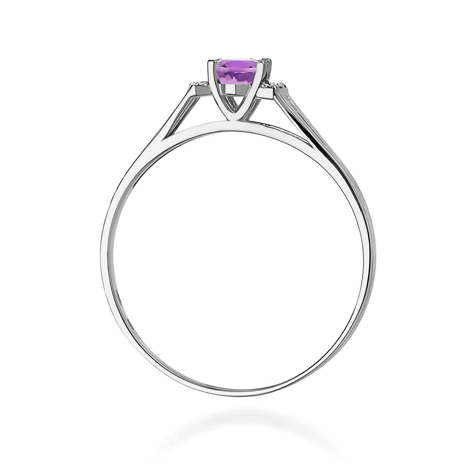 Inel Aur 9K cu Ametist 0.40 ct si Diamante Naturale 0.05 ct