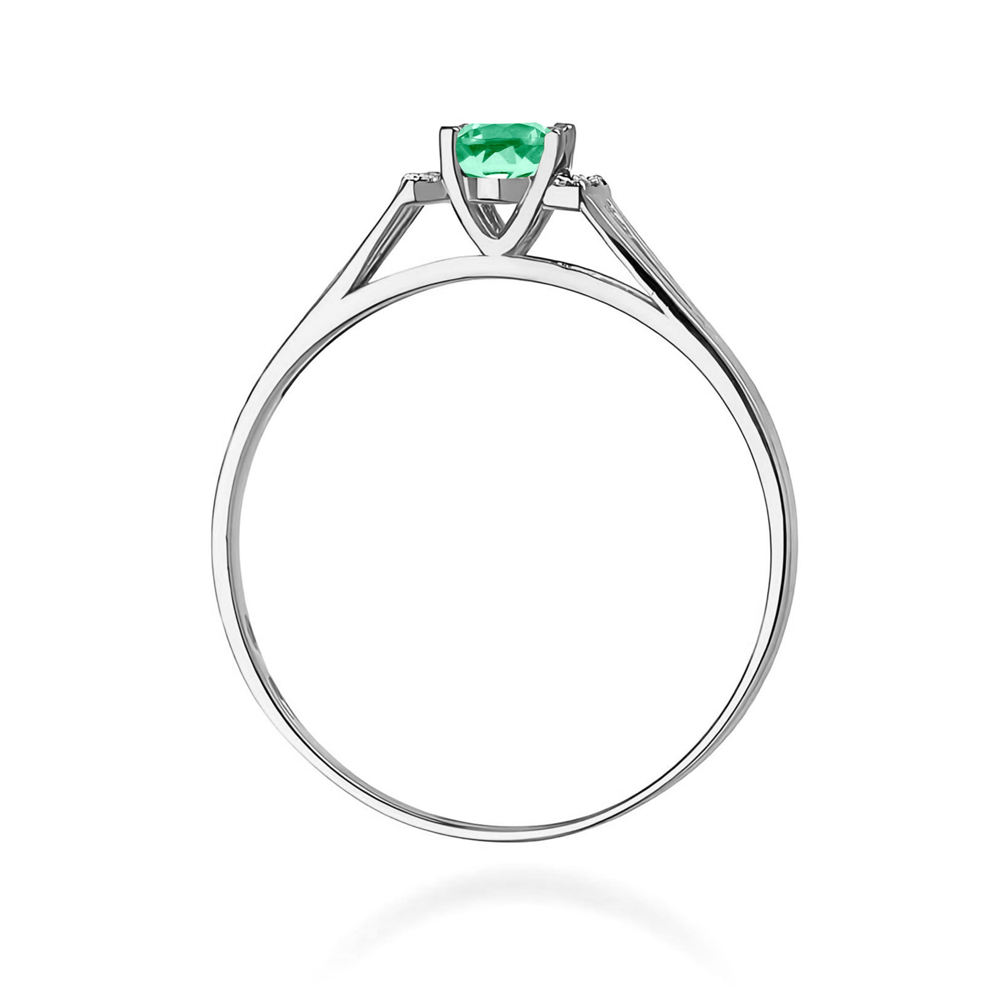 Inel Aur 9K cu Smarald 0.40 ct si Diamante Naturale 0.05 ct