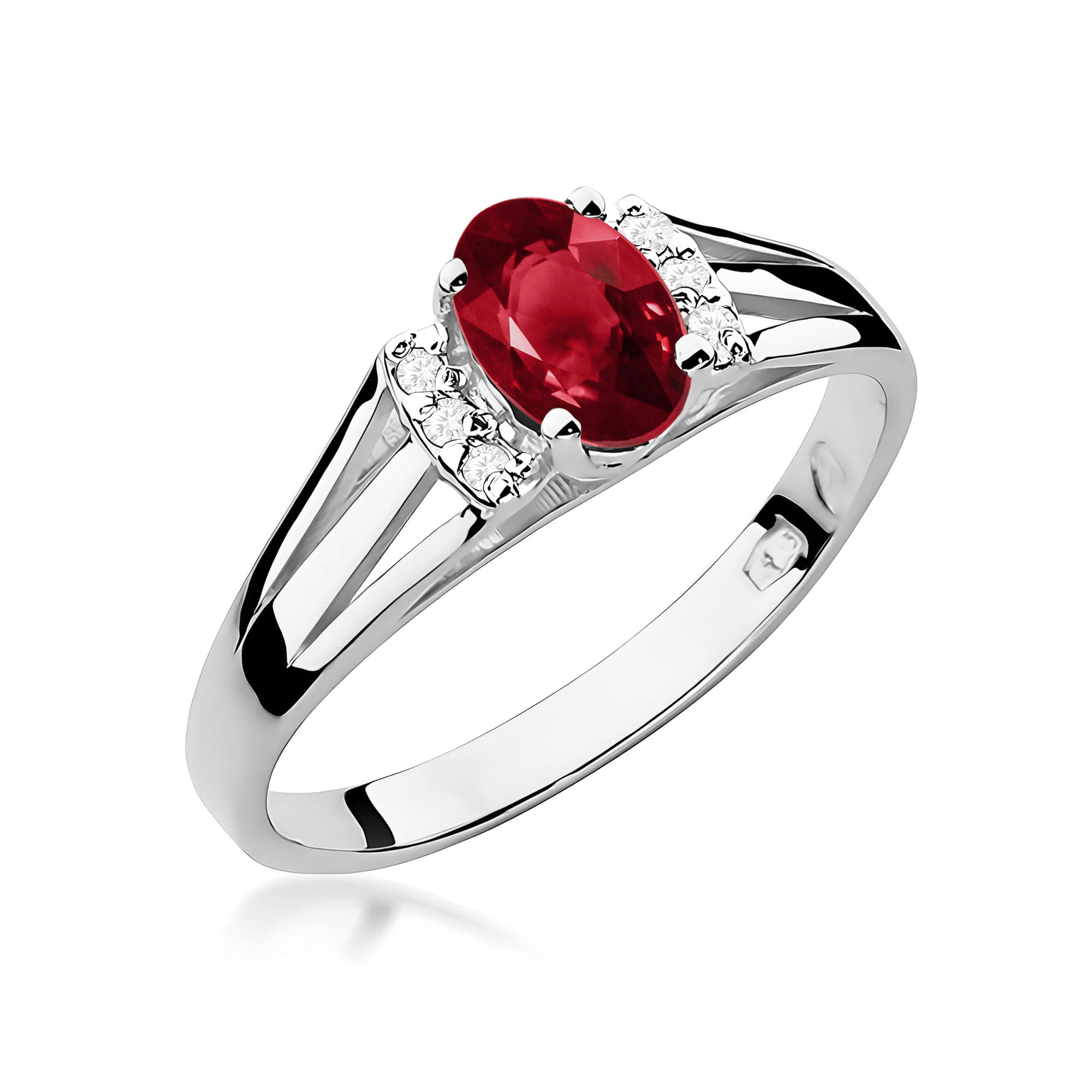 Inel Aur 9K cu Granat 0.50 ct si Diamante Naturale 0.05 ct