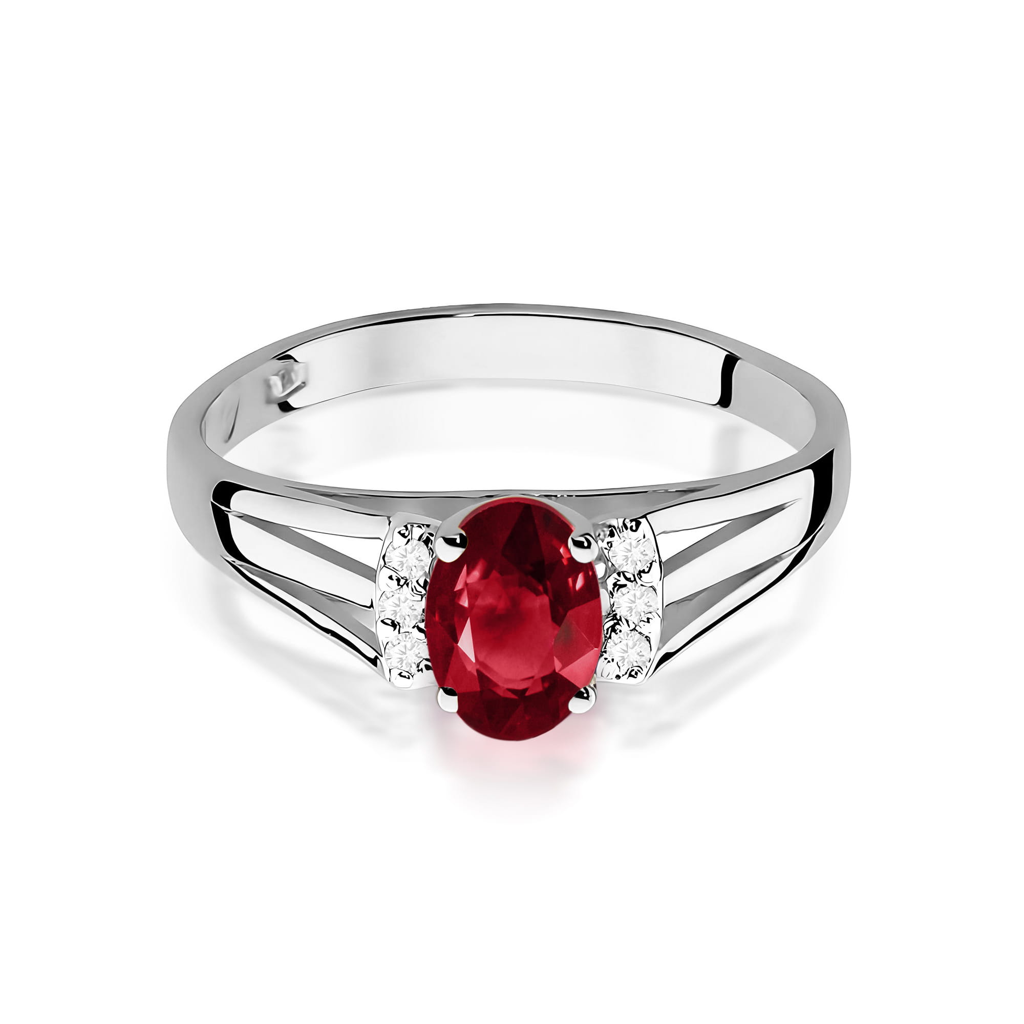 Inel Aur 9K cu Granat 0.50 ct si Diamante Naturale 0.05 ct