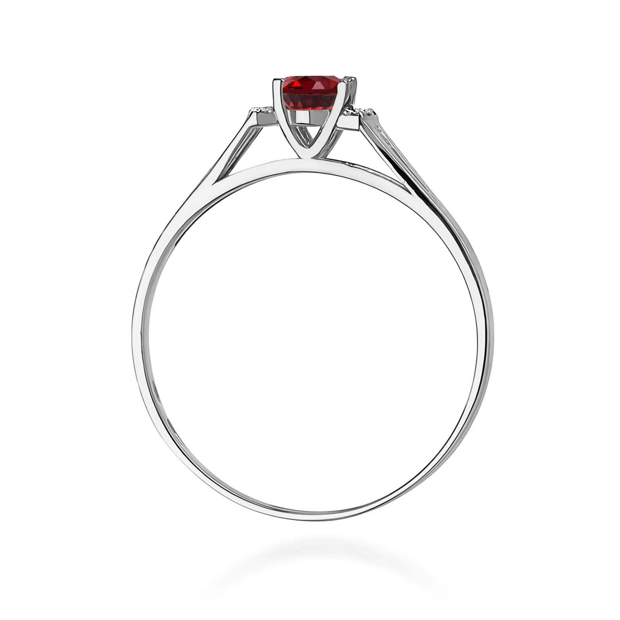 Inel Aur 9K cu Granat 0.50 ct si Diamante Naturale 0.05 ct