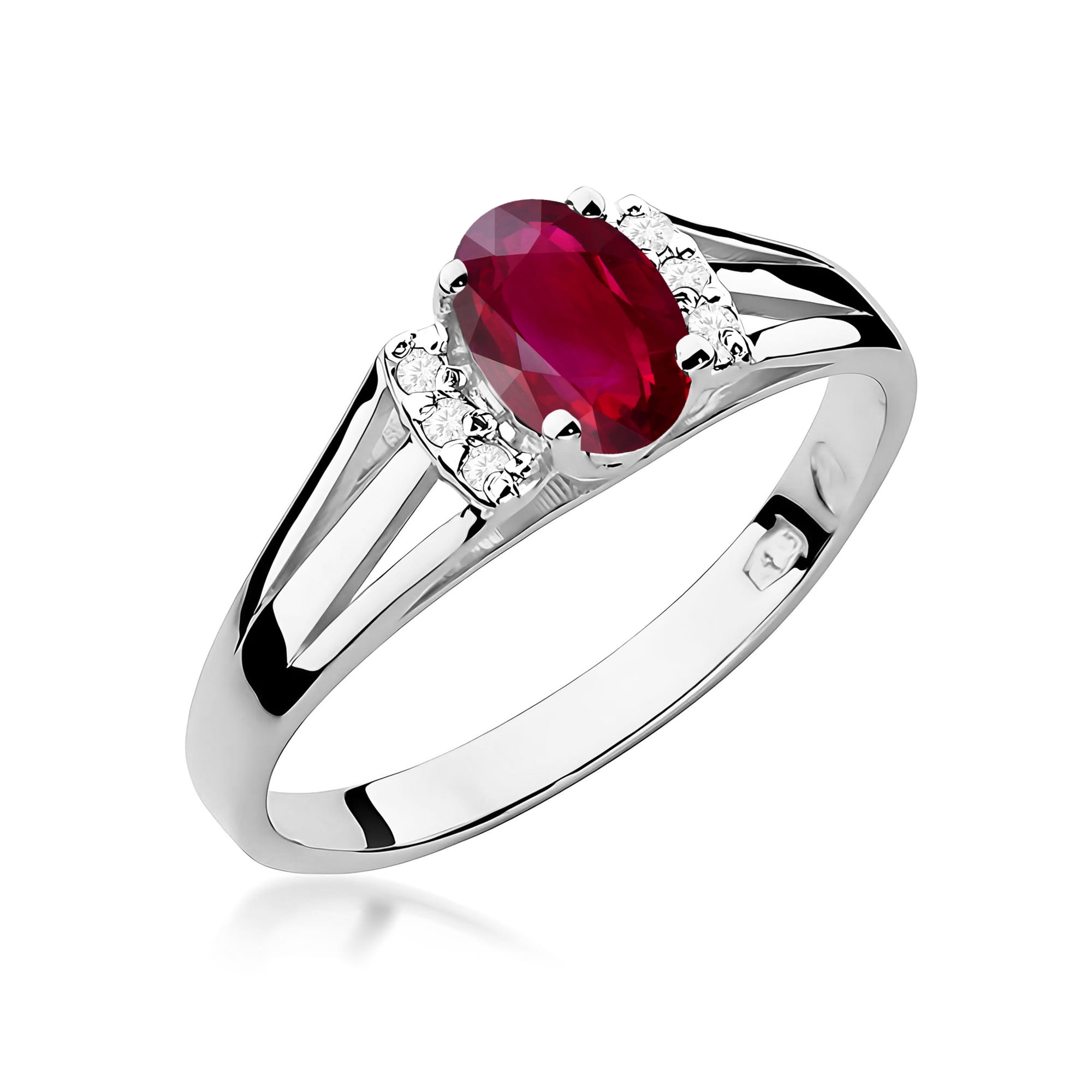 Inel Aur 9K cu Rubin 0.60 ct si Diamante Naturale 0.05 ct