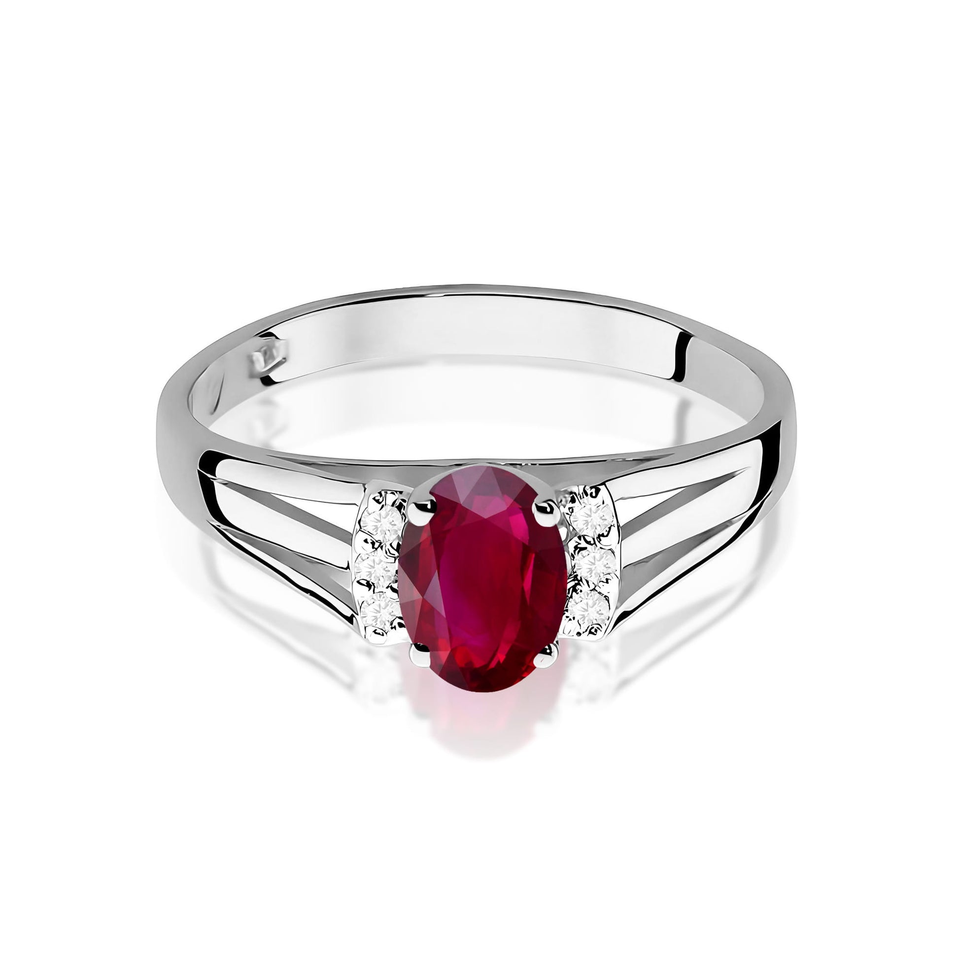Inel Aur 9K cu Rubin 0.60 ct si Diamante Naturale 0.05 ct