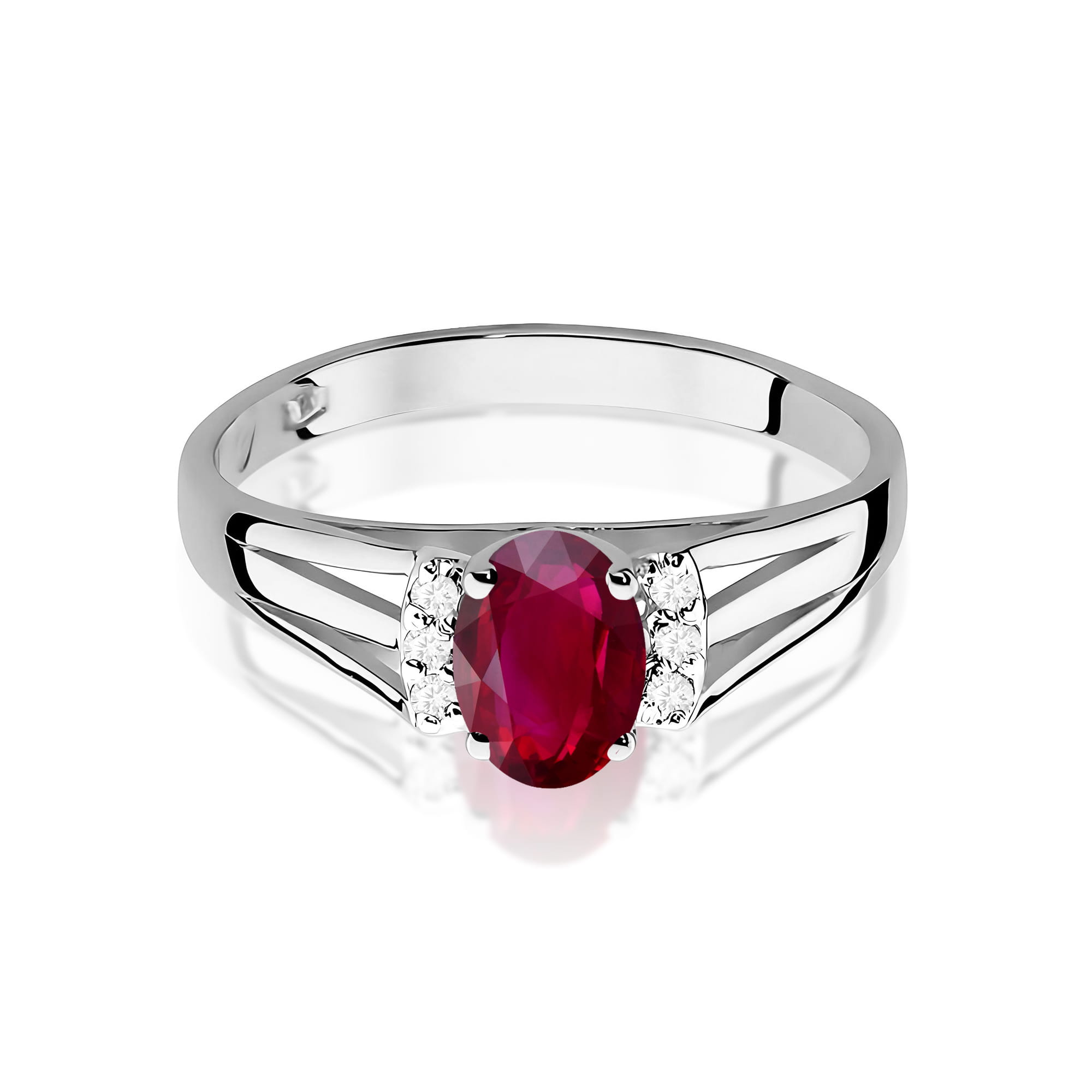 Inel Aur 9K cu Rubin 0.60 ct si Diamante Naturale 0.05 ct